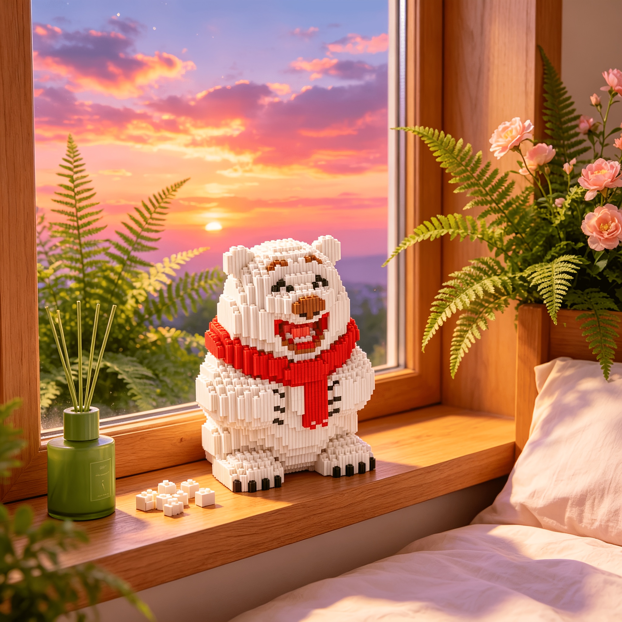 White Polar Bear 3D Building Block Ornament